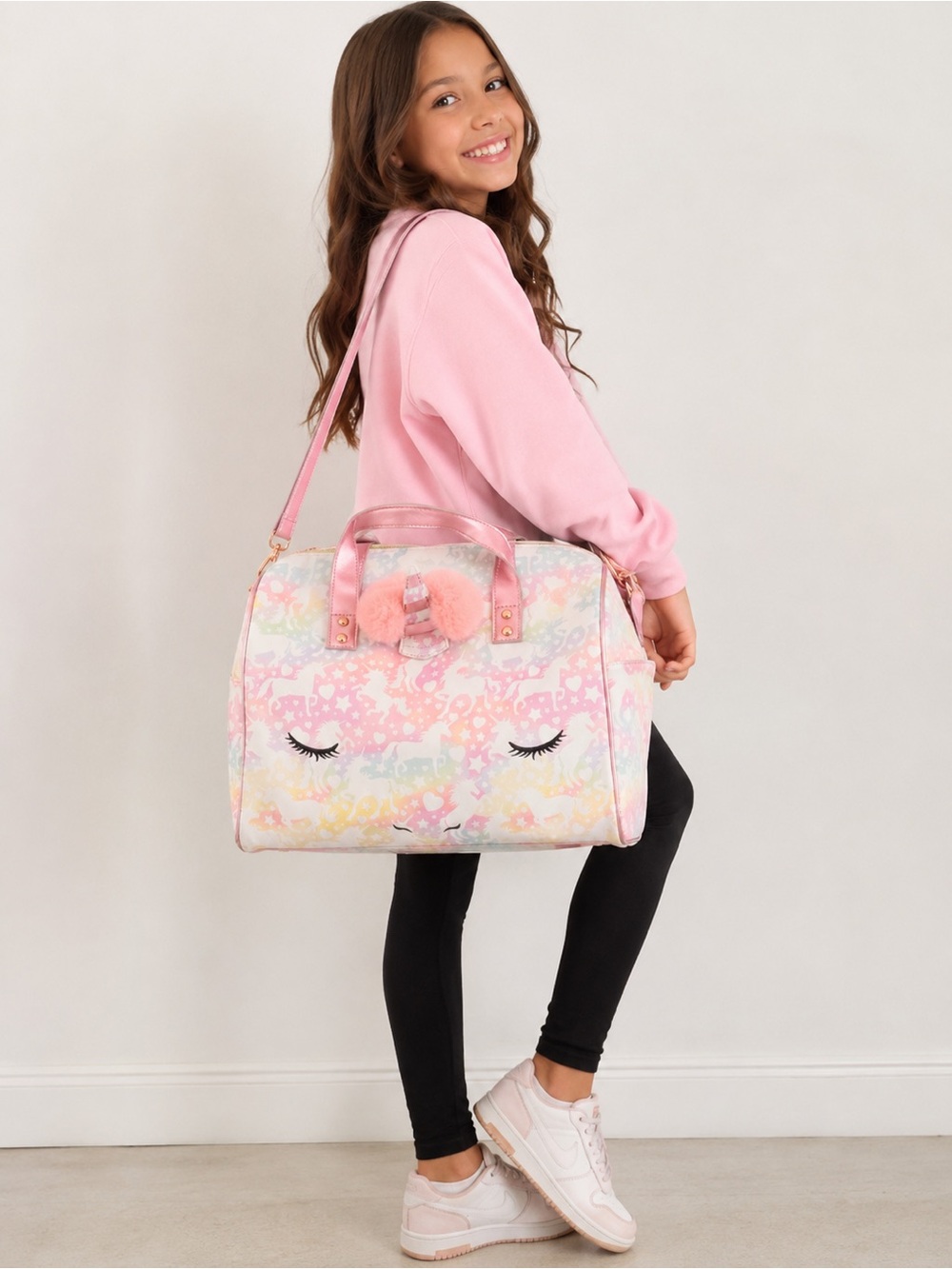 Under One Sky Unicorn Weekender Duffle Bag Girls Pastel Rainbow Travel